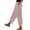 Wine #815, variant on Bovemsi Casual Pants for Women Cotton And Linen Striped Elastic Waistband High Pocket Side Buttons Nine Point Loose Straight Leg for Travel