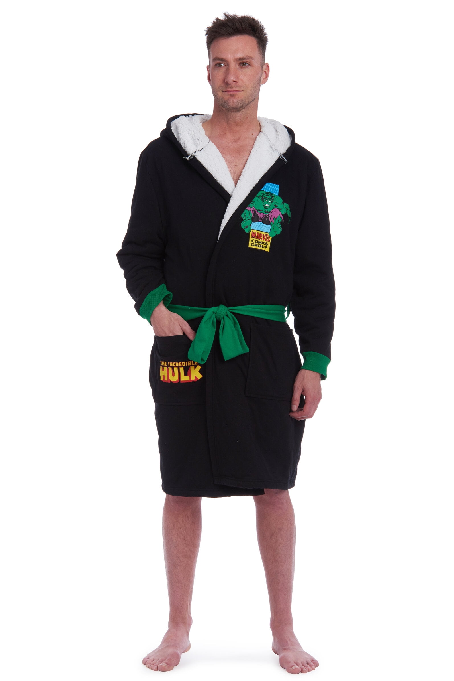 Marvel Avengers Hulk Mens French Terry Long Sleeve Pajama Sleep Robe Adult Walmart
