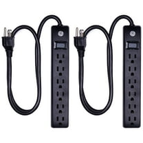 GE 6 Outlet Surge Protector 3ft. 450J Black 2 Pack – 83969