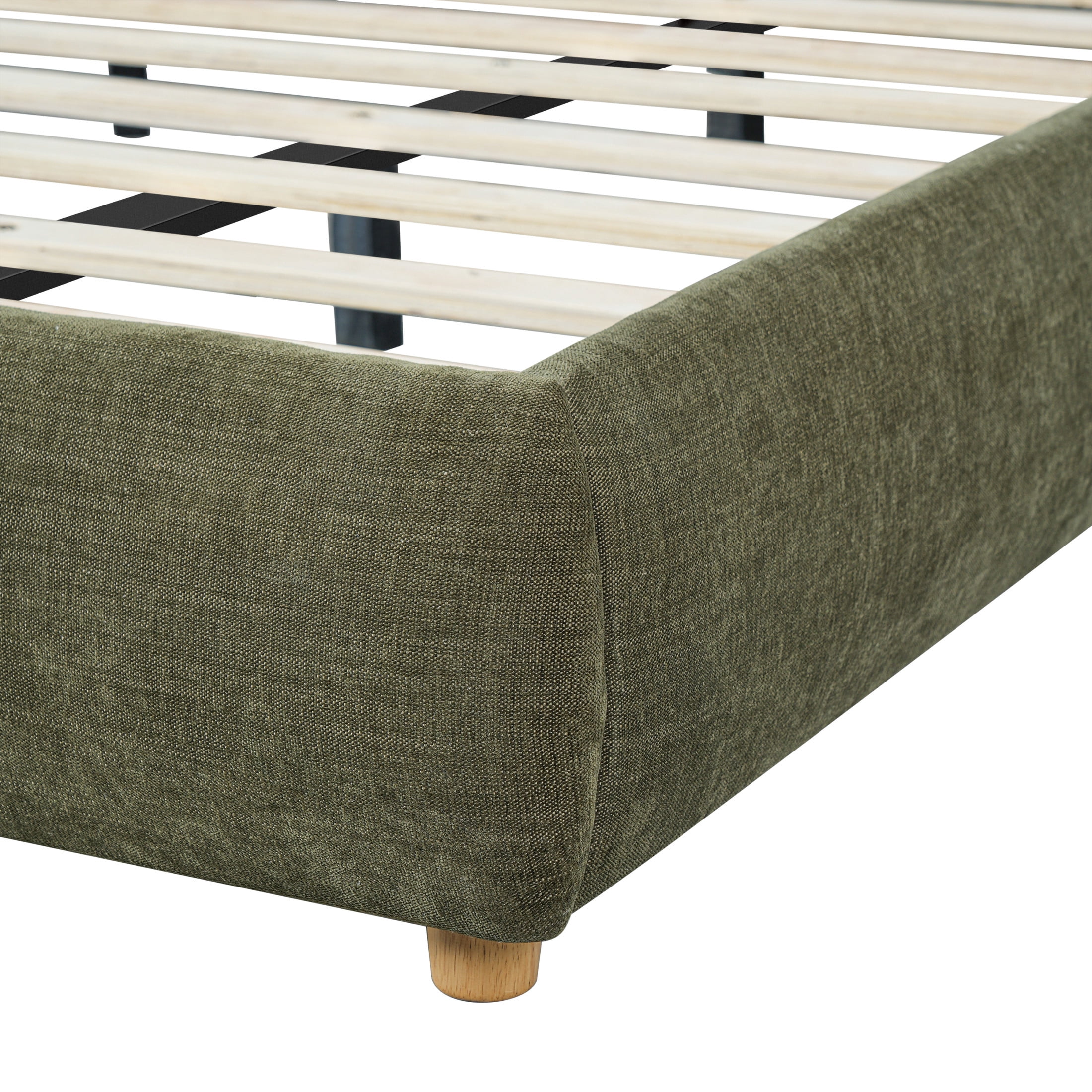Christopher Knight Home King Upholstered Bed Frame with Removable Pillow Headboard, Olive Green
