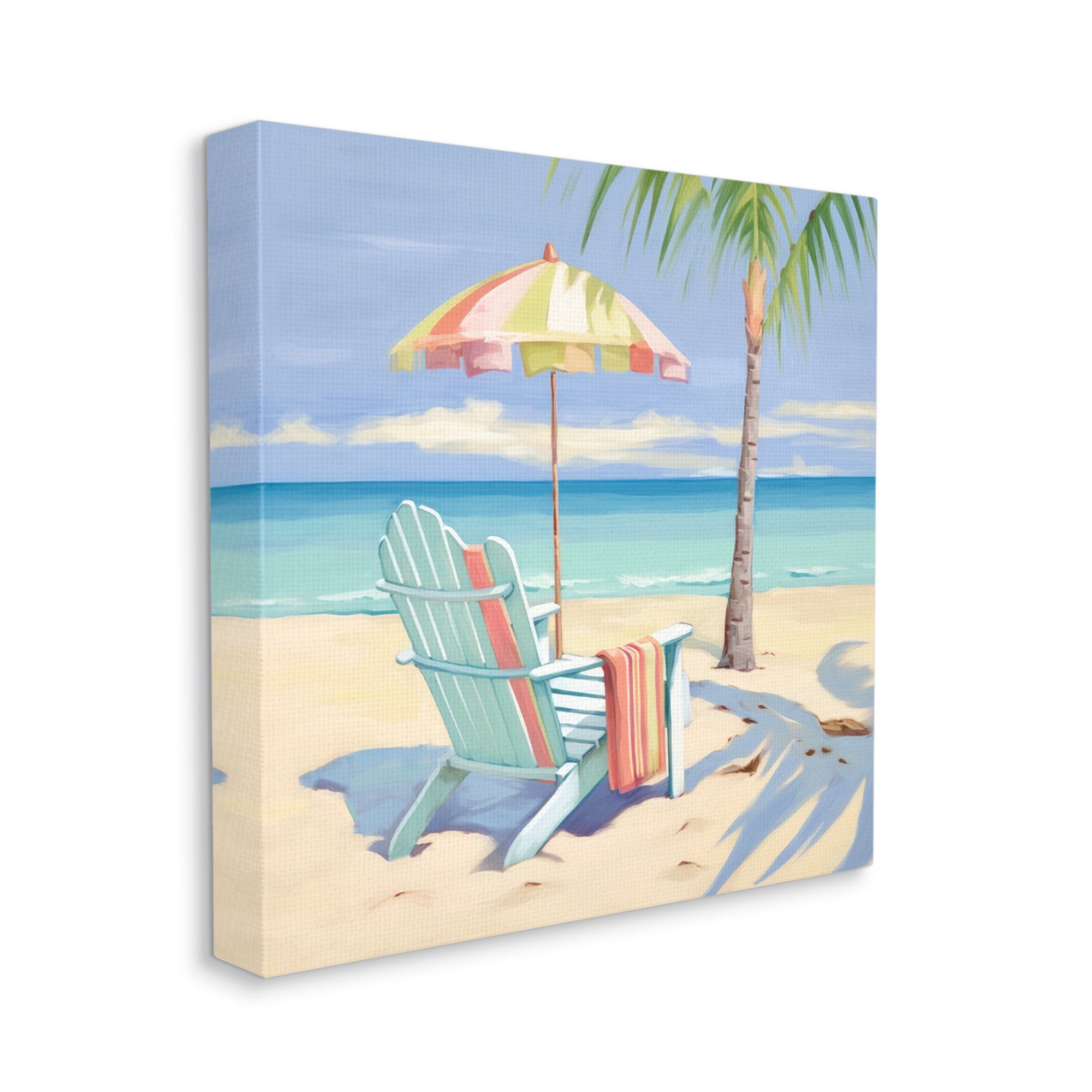 Stupell Industries Pastel Relaxing Beach Landscape Painting Gallery Wrapped Canvas Art Print Wall Art, 24 x 24