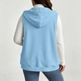 thumbnail image 4 of SSZMDLB Women Fall Winter Sleeveless Button Down Hooded Vest Plus Size Open Front Casual Solid Basic Layering Tops, Light Blue 2XL, 4 of 5