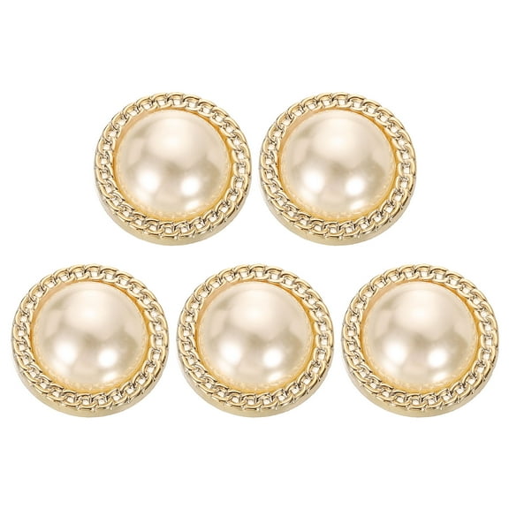 Uxcell 5pcs 48L Gold Faux Pearl Buttons 30mm 1-1/4" Plastic Round Sewing Button Replacement Craft Fastener for Coats Clothing DIY Decoration Crafts #3