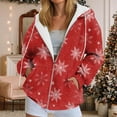 thumbnail image 2 of idosla Christmas Hoodies Women Xmas Tops Zip Up Hooded Sweater Funny Christmas Vacation Sweatshirt (Red, XL), 2 of 7