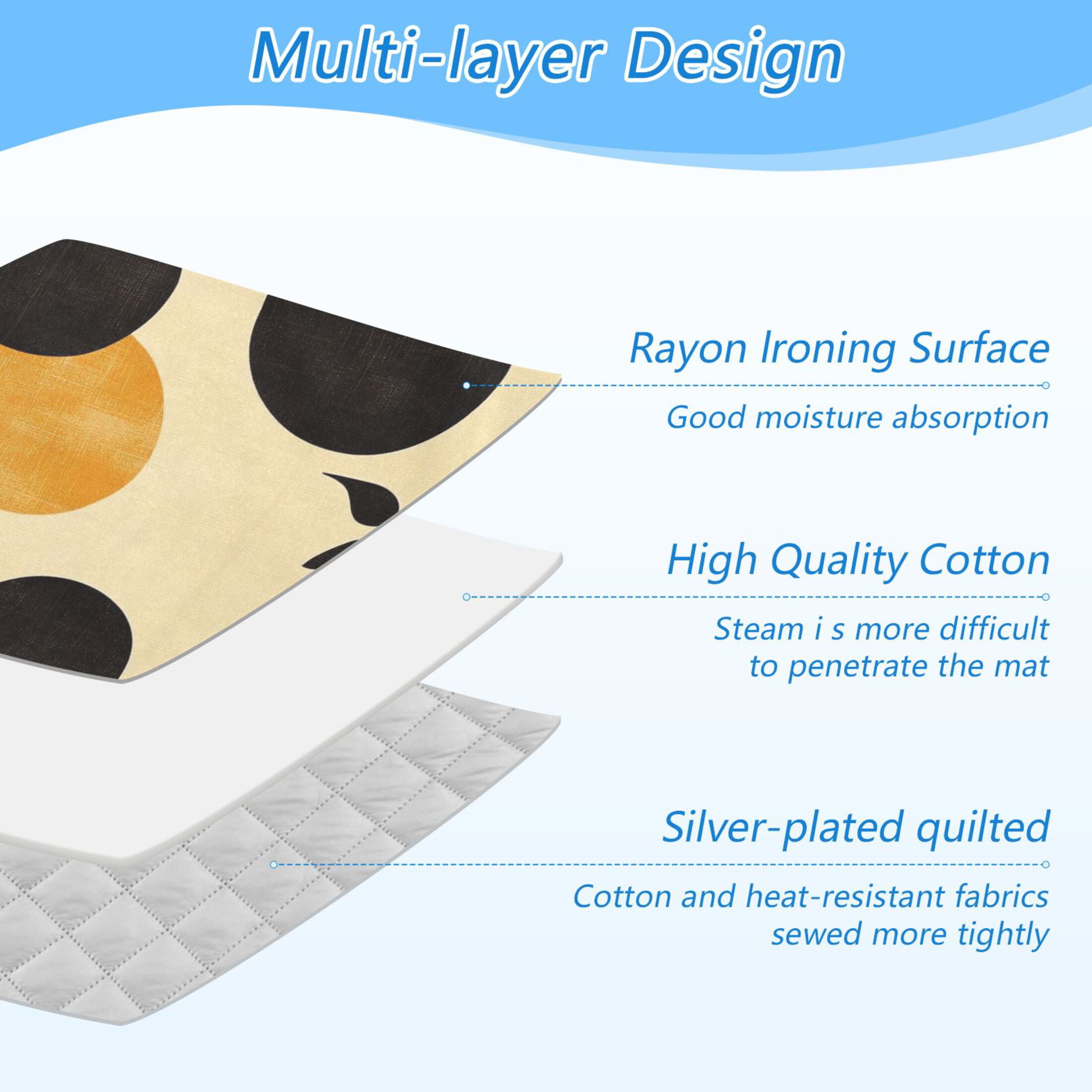 Round Black and Yellow Ironing Mat Blanket for Table Top Travel Portable Ironing Board Pad 47.2x27.6 Inch