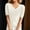 *White, variant on Holzkary Women's Short Sleeve V Neck Sweaters Lightweight Summer Sweater Casual Knit Pullover Tops Women's Round Neck Short Sleeved Loose T Shirt with A Knit Bottom Short Top Beige L