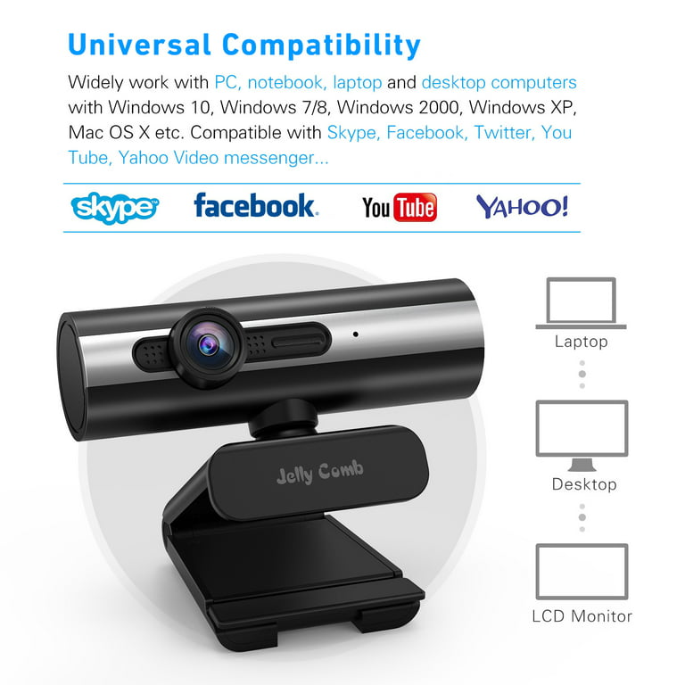 Jellycomb1080P HD Webcam Pro Auto Focus & Light Correction W06 – Jelly Comb