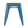 thumbnail image 6 of Emma + Oliver Set of Four Royal Blue Table Height Backless Stacking Welded Iron Stools with Wooden Seats and Under Seat Bracing for Indoor Use, 6 of 10