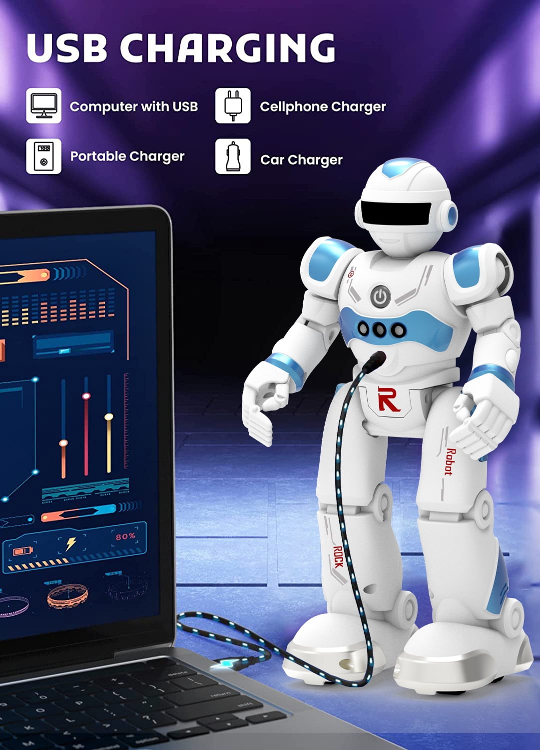 Gmdisc RC Robot Toys for Kids, Gesture Sensing Programmable Interactive Smart Robot for Age 3 4 5 6 7 8 Year Old Boys Girls Birthday Gift Present