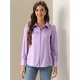 thumbnail image 2 of DARING DIVA Turn Down Collar Puff Sleeve Work Shirt M Light Purple, 2 of 6
