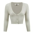 thumbnail image 2 of Mak Women's Cropped Bolero V-Neck 3/4 Sleeve Cardigan - Rosa Apparel, 2 of 11