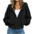thumbnail image 2 of Ynynloco Womens Zip Up Hoodies Cropped Jackets Fall Outfits Lightweight Slouchy Drop Shoulder Casual Travel Winter with Pockets Airport Workout Athletic, 2 of 7