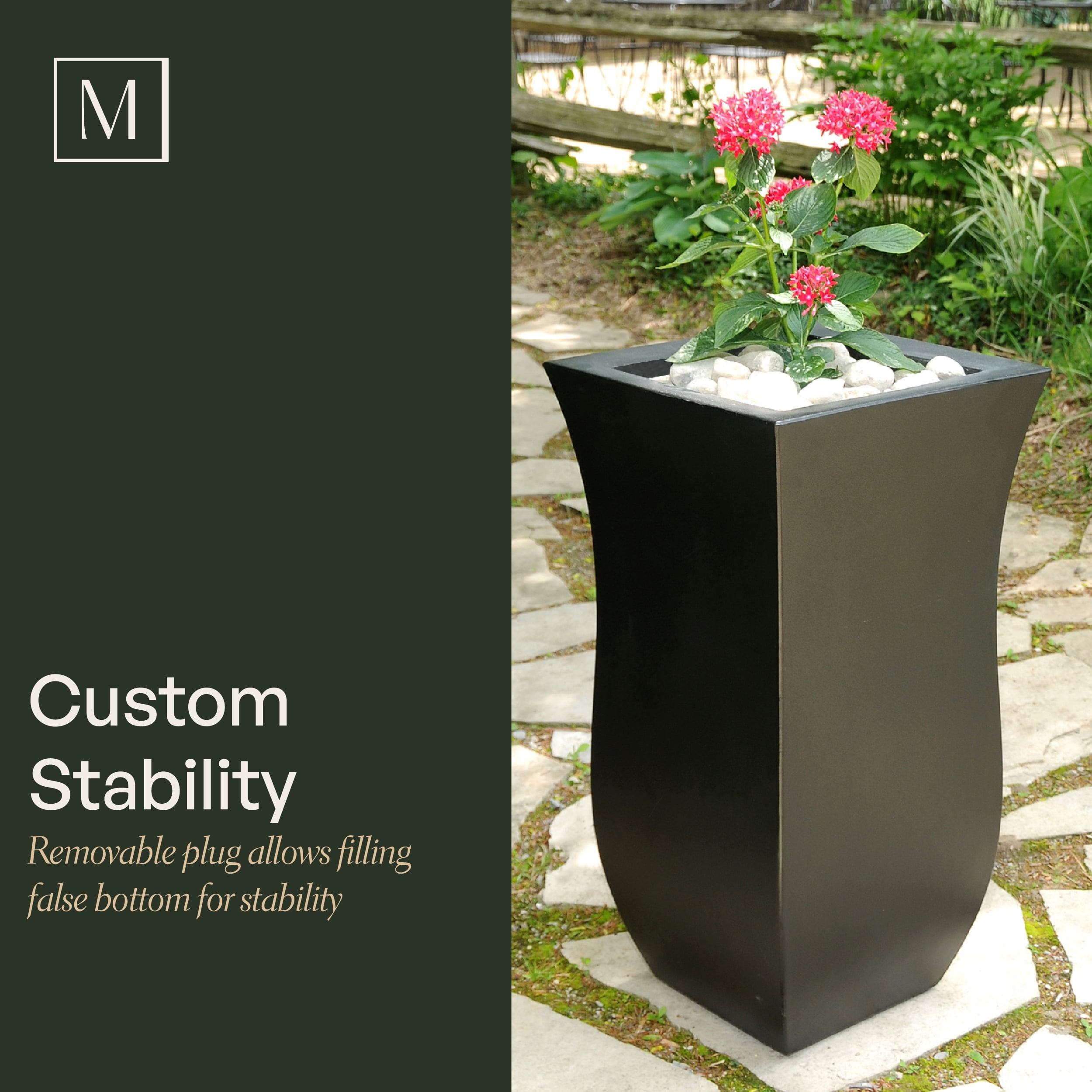 Valencia 30in Tall Planter - Black (2-Pack)