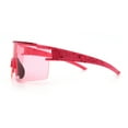 thumbnail image 6 of Color Mirror Lens Oversized Half Rim Sport Rectangle Monoblock Shield Plastic Sunglasses All Pink, 6 of 8