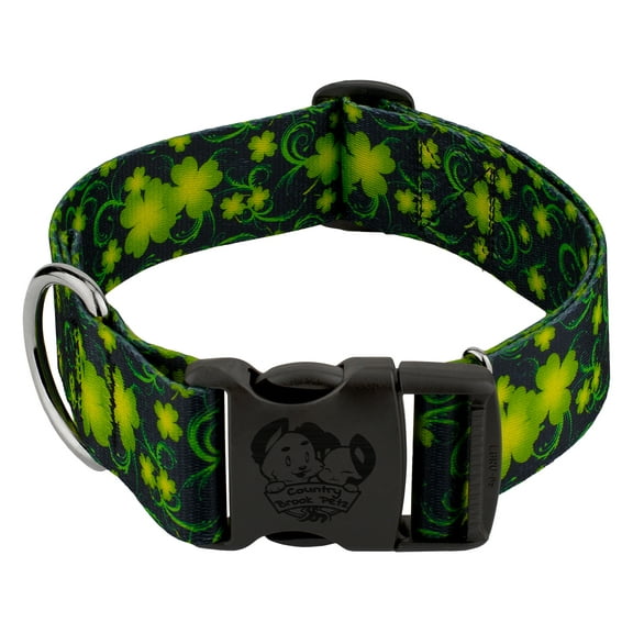 Country Brook Petz® 1 1/2 inch Deluxe Clovers in the Wind Dog Collar, Medium