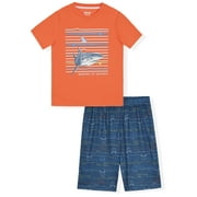 Sleep On It Boys 2-Piece Short-Sleeve Jersey Pajama Shorts Set - Sharks , 12-14