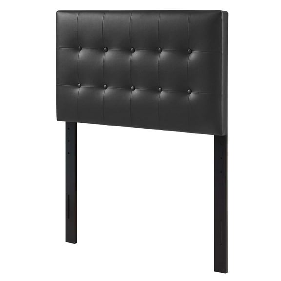 Tufted Headboard, Twin Size, Black, Faux Vinyl Leather, Bedroom, Modern Contemporary HB34982