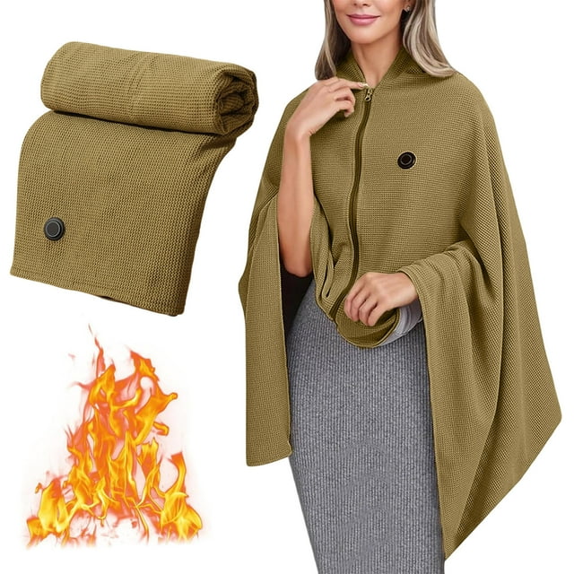 Wzzjkit USB Heated Blanket Heated Throw Blanket USB Throw Blanket with Zipper Wearable Portable Throw Wrap Washable