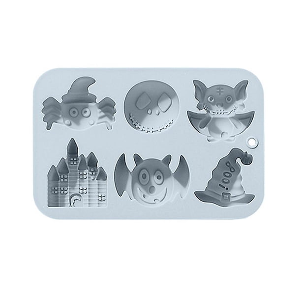 Moldes de silicona para fondant de Halloween con 6 agujeros, molde para hornear, molde para magdalenas, moldes para dulces