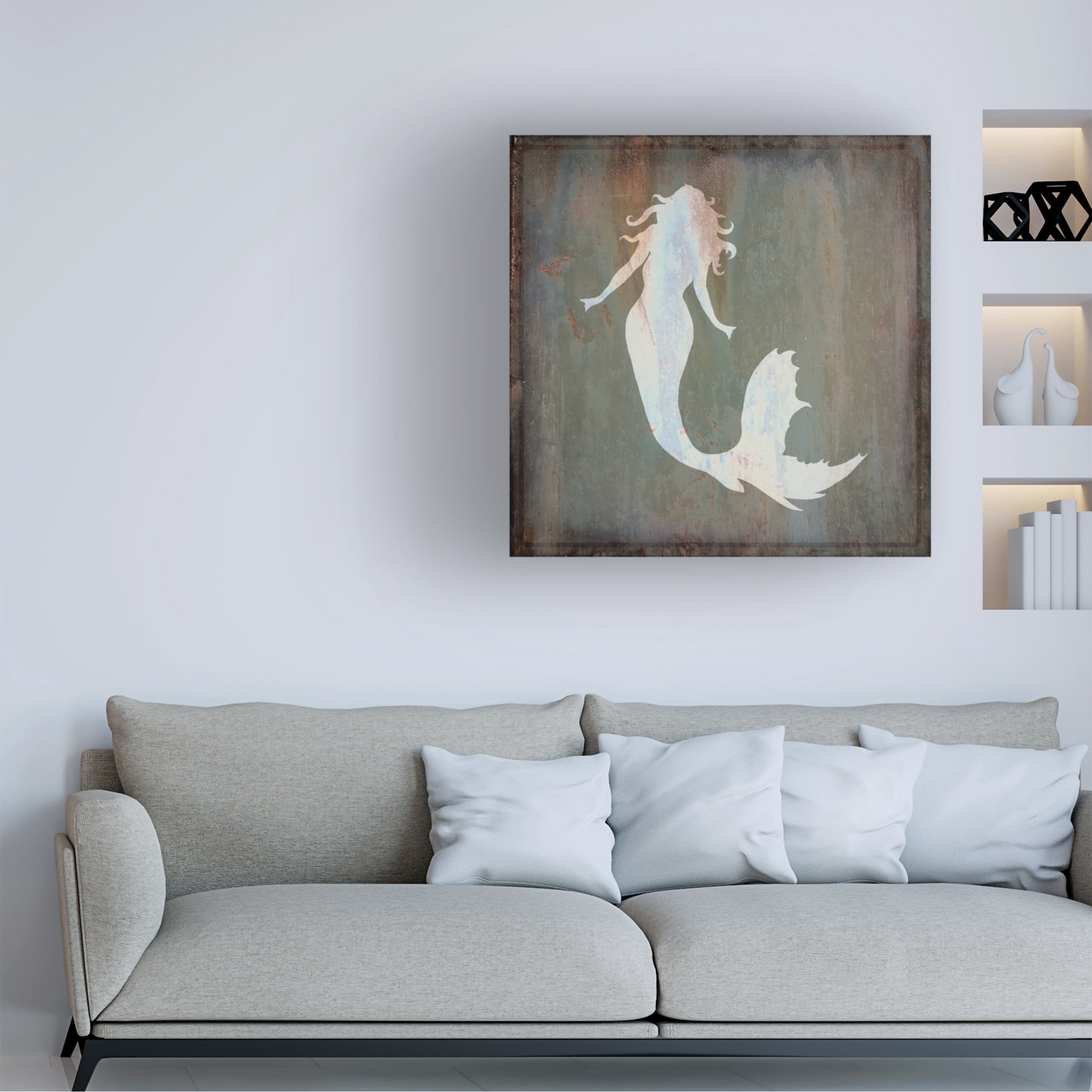 Cora Niele 'Rusty Sign Mermaid' Canvas Art