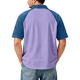 thumbnail image 3 of GrmtClth Mens Polo Shirts Trendy Casual Patchwork Denim Tops Contrast Collared Golf Shirt Half Sleeve Comfy Workout Baseball Tee Light Purple S, 3 of 5
