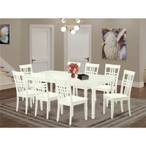 Dining Room Set 9 Piece Table & Chairs - Eclectic Elegance Linen White Finish - Kitchen Furniture Set