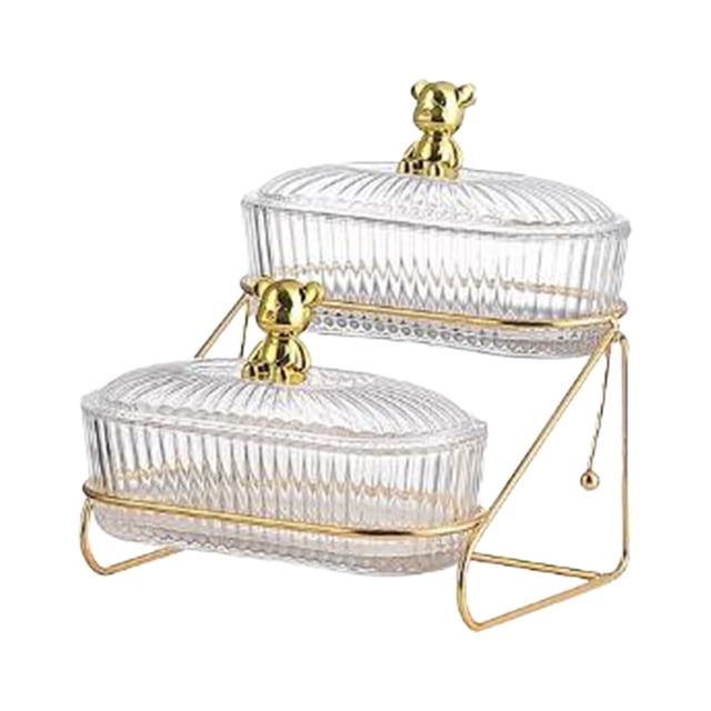Dried Fruit Dish Transparent Appetizer Tray Food Storage Tray Nordic Stylish for 2 Tier