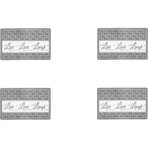 Achim Home Furnishings Anti Fatigue Mat 18" x 30", Live, Love, Laugh, Grey (4)