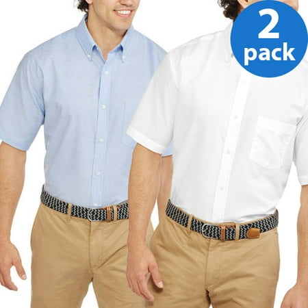Big Mens Short Sleeve Oxford Shirt, 2 Pack