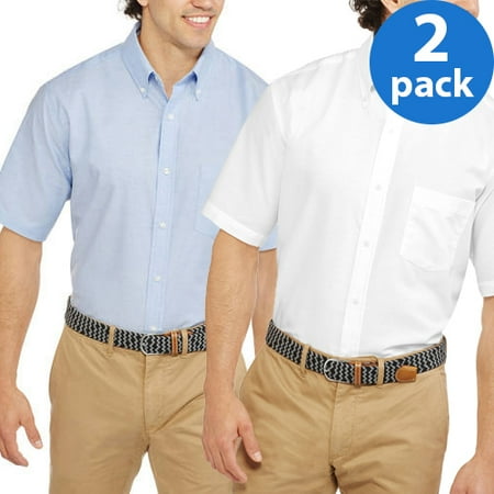 Big Mens Short Sleeve Oxford Shirt, 2 Pack