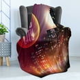 thumbnail image 4 of Modern Soft Flannel Fleece Throw Blanket, Big City Theme Urban Skyline Night Scene Full Moon Stars and Skyscrapers Image, Cozy Plush for Indoor and Outdoor Use, 60" x 80", Multicolor, by Ambesonne, 4 of 5