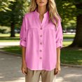 thumbnail image 5 of Njagoc3 Linen Button down Shirt Women Summer Fall Fashion Long Sleeve Cotton Gauze Tops Dressy Casual Work Blouse, 5 of 6