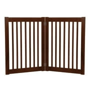 32" Highlander - 2 Panel Free Standing Wood Pet Gate - Mahogany