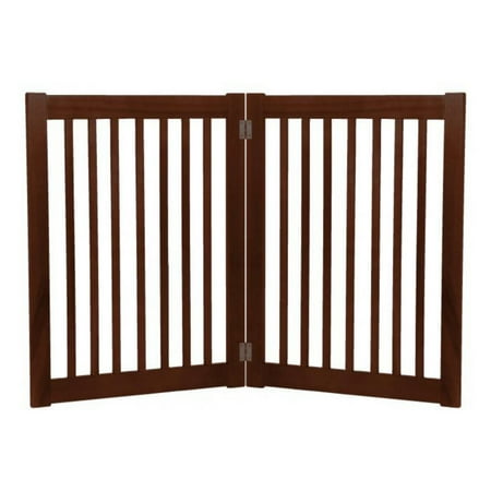 32" Highlander - 2 Panel Free Standing Wood Pet Gate - Mahogany