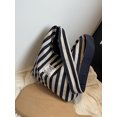 thumbnail image 5 of Bolso de lona informal a rayas para mujer, nuevo bolso de hombro de trabajo de gran capacidad 2024, bolso de mano ligero tipo cubo, 5 of 5