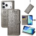 thumbnail image 1 of Funda Cartera FOXDOCK para iPhone 17 Pro Max , Flip PU con Relieve de Gatos y Perros, Tarjetero y Soporte, 1 of 6