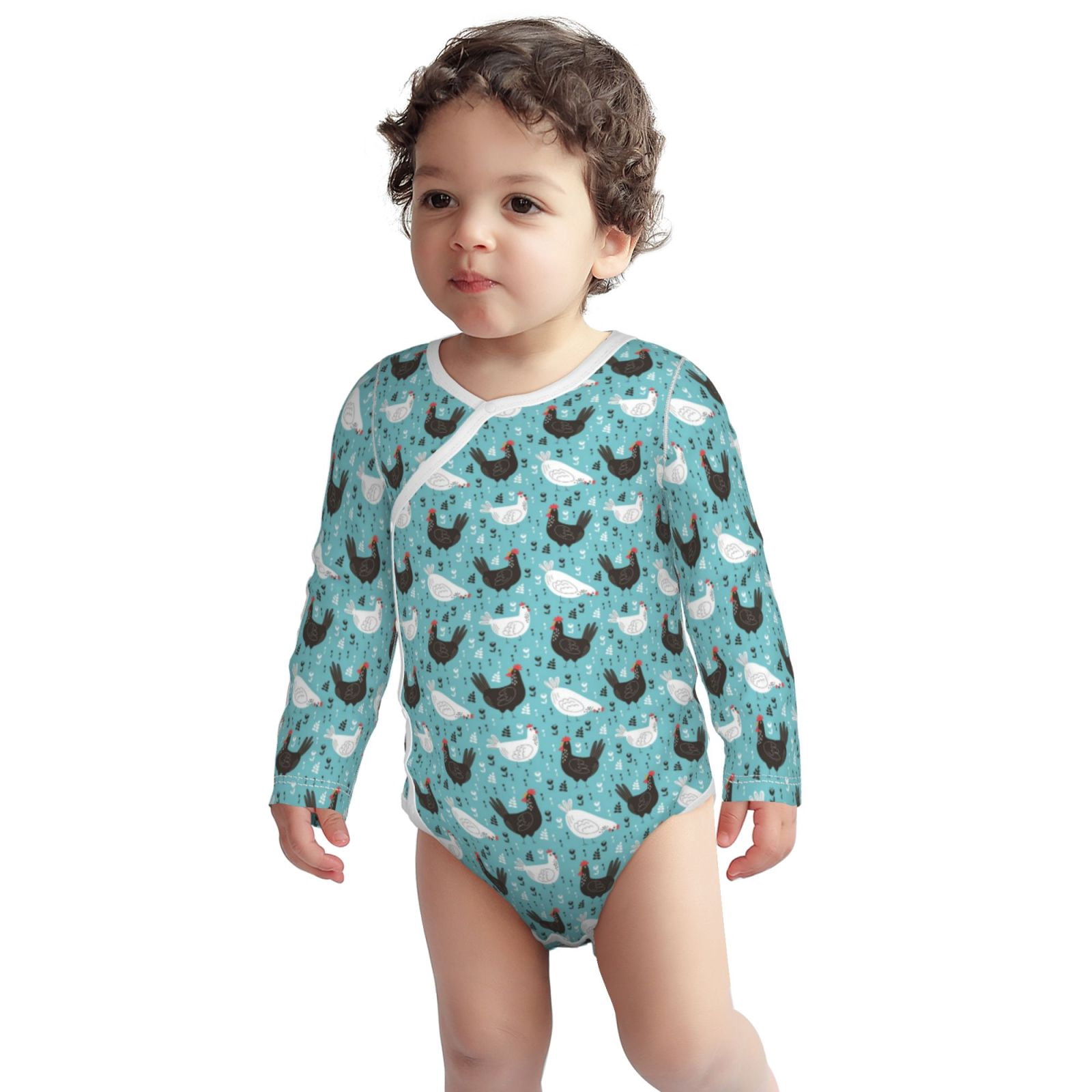Xecao Lovely Roosters Print Baby unisex-baby Cotton Long-sleeve Bodysuits-3 Months