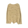 thumbnail image 2 of Fashionable Women Solid Cutout Knit Sweater - Irregular Hem Long Sleeve Pullover, 2 of 12