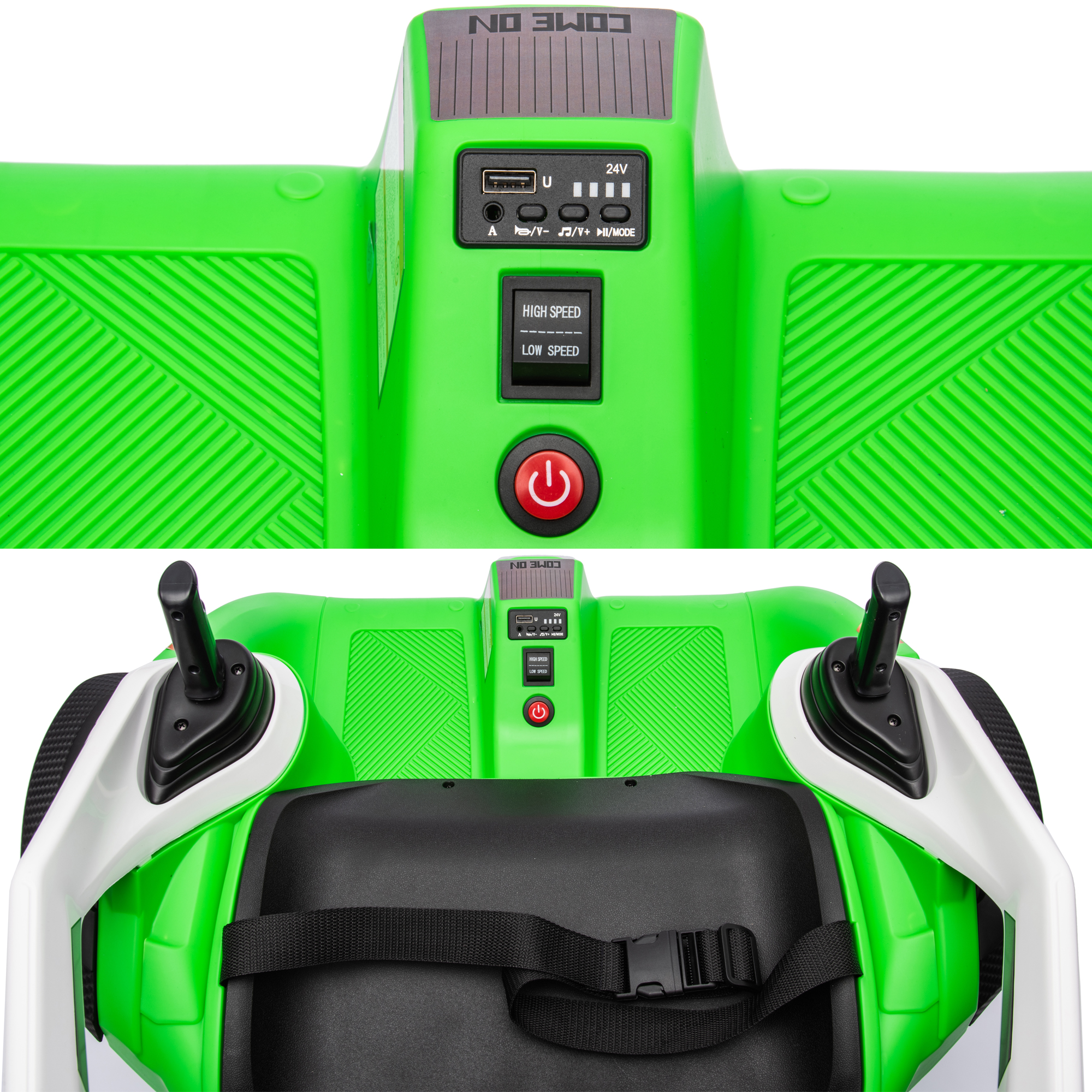 Jorfly 24V Kids Electric Bumper Car, Crazy Bumper Ride on Toys for Kids Teen 3+ , 200w Motors, EVA Tires, 5 MPH-Green