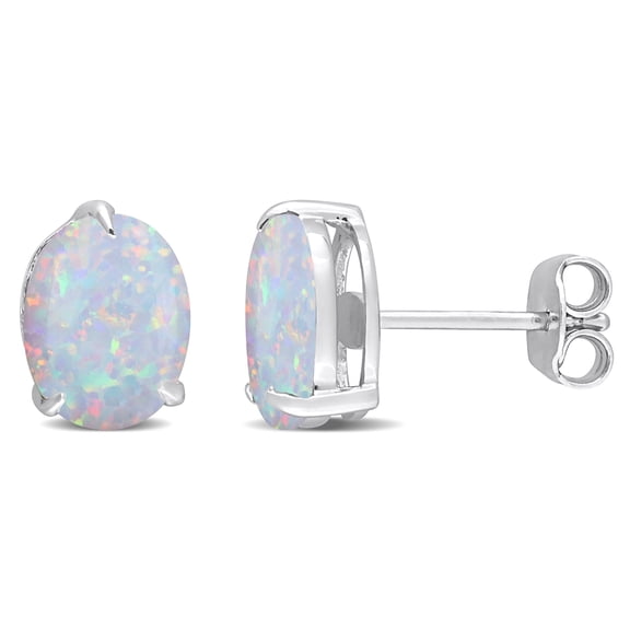 Everly Women's 2ct TGW Created Opal Sterling Silver Solitaire Stud Earrings