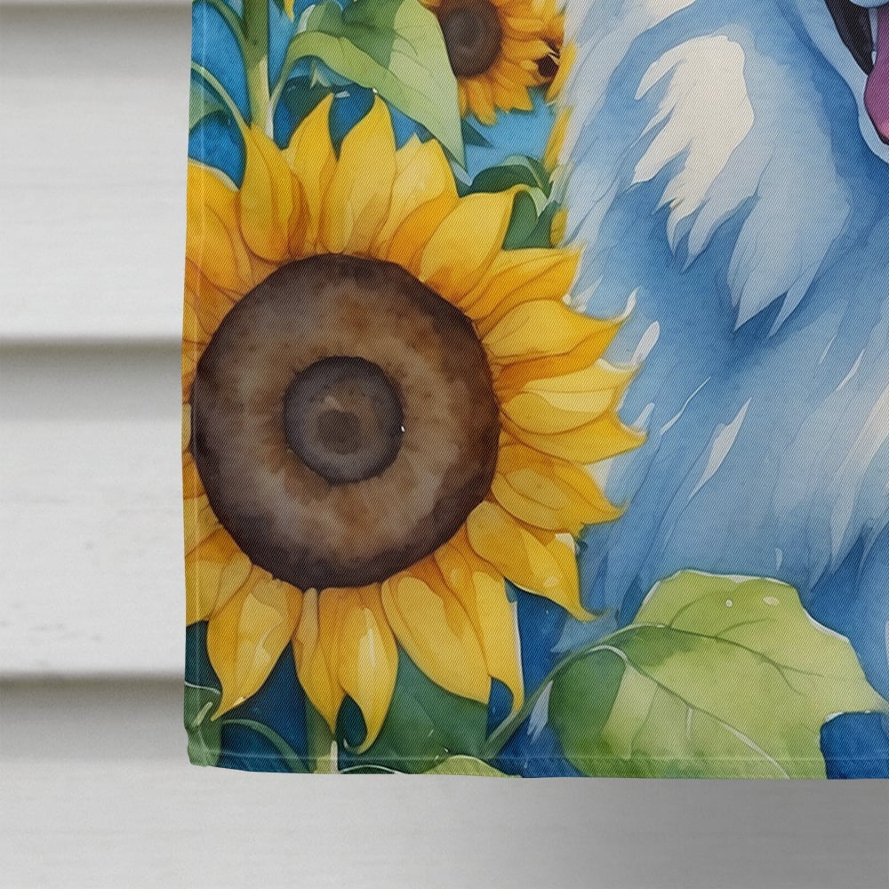 Samoyed in Sunflowers House Flag 28 in x 40 in