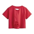 thumbnail image 3 of Mittory Women's Summer Short Sleeve Tee Distressed Ripped Crop T-Shirt Tops, 3 of 3
