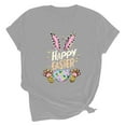 thumbnail image 4 of UPPADA Femmes Joyeuse Easter T-Shirt Bunny Rabbit T-Shirt Graphique Manches Courtes Lettres Amusantes Imprimées Chemises Manches Courtes Col Rond Tuniques Hauts Gris,m, 4 of 5