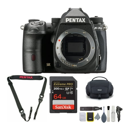 Pentax K-3 Mark III Camera Body (Black) with Cleaning Kit, Strap, & 64GB SD Card