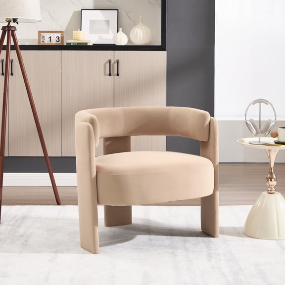 Accent Chair for Living Room, Velvet Comfy Single Sofa Chair Mid-Century Modern Armchair Wooden Legs for Bedroom Office Reading