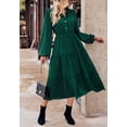 thumbnail image 4 of Collared Button Front Tiered Dress for Women Mid-Calf Length Olive Green X-Large, 4 of 5