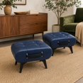 thumbnail image 2 of SOULART Leather Storage Stool with Metal Legs & Handles, Modern Square Footrest Ottoman with Hidden Storage for Living Room, Blue, 2 of 10