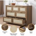 thumbnail image 5 of Tuekys 7 Drawers Dresser for living Room, Rattan Dresser TV Stand for Bedroom Closet, Wood Chests of Drawers with Metal Handle and Wide Drawers, 5 of 6