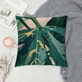 thumbnail image 2 of Chilfamy Hello Summer Vibes Palm Leaves Decorative Throw Pillow Covers, Sunshine Tropical Plant Monstera Porch Outdoor Pillowcase, Green Pink Stay Awhile Hawaii Cushion Case Home Decor 18x18in, 2 of 5