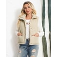 thumbnail image 3 of Czanzd Women's Corduroy Stand Collar Puffer Vest Warm Puffy Outerwear(Apricot,M), 3 of 9